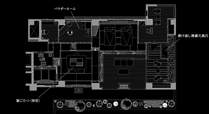 パウダールーム 掛け流し檜露天風呂 堀ごたつ（和室）